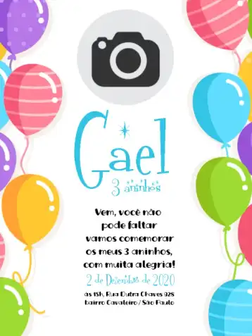 Invitación Globos Digital – tema Cumpleaños Infantil colorido, divertido, animado, infantil, festivo