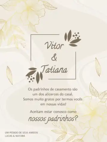 Invitation For Light Golden Wedding Godparents – Wedding theme golden, floral, delicate, elegant, light, minimalist