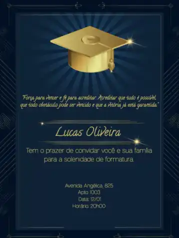Invitation Graduation Whatsapp – Graduation theme blue, gold, sparkle, geometric, modern, elegant