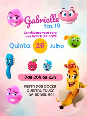 Invitation Fini Candy Color Colorful – Kids' Birthday Party theme colorful, fun-filled, playful, party with sweets, candy, vibrant