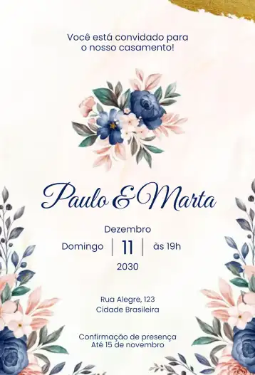 Convite Floral Clássico editável e personalizável