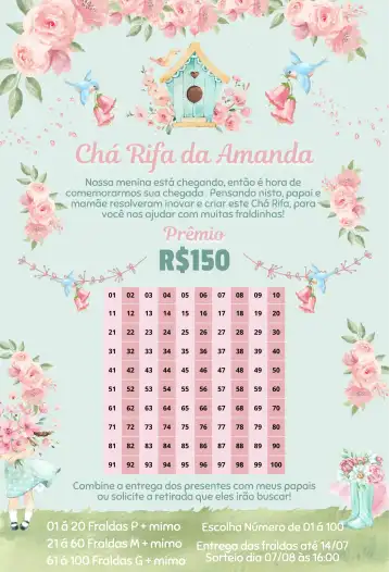 Convite Jardim Encantado Botas e Flores editável e personalizável