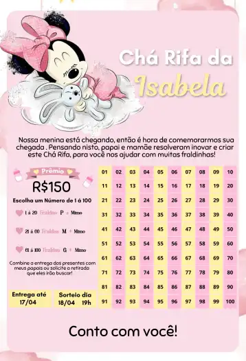 Convite Minnie Soneca editável e personalizável