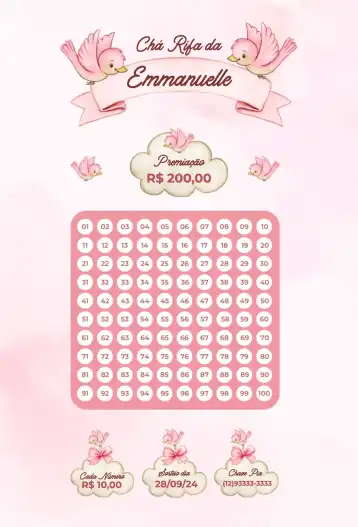 Invitación Pájaros rosa editable y personalizable