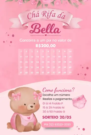 Convite Rosa Aquarela editável e personalizável