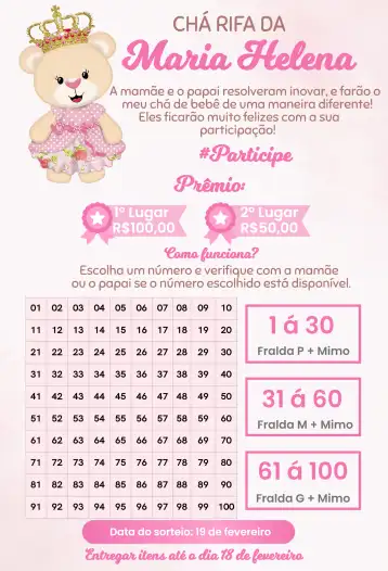 Convite Rosa realeza editável e personalizável