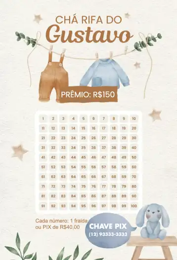 Convite Roupinhas e coelho editável e personalizável