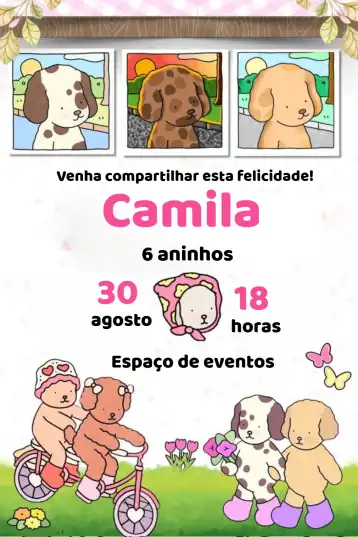 Convite Bobbie Goods Coloridos editável e personalizável