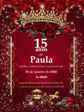 Convite 15 Anos Com Lista De Presentes Festa editável e personalizável