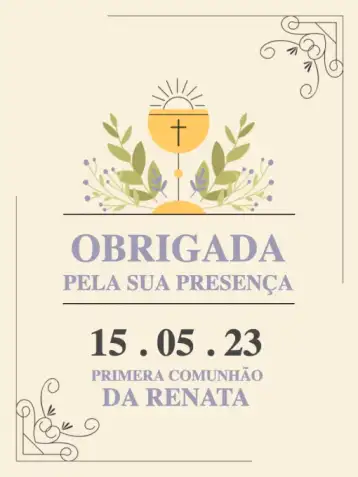 Invite Thank You Card First Communion Attendance Delicate Beige editable and customizable