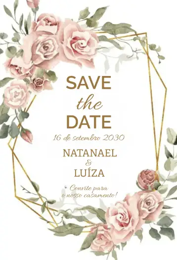 Convite Rosa Empoeirada para casamento e noivado. – tema casamento (floral, delicado, romântico, natural, elegante)