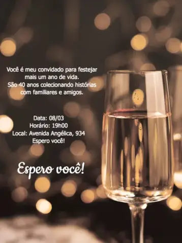 Convite Fiesta Personalizada para cumpleaños de adultos en celebraciones especiales. – tema cumpleaños (dorado, amarillo, moderno, elegante, festivo, celebrativo)