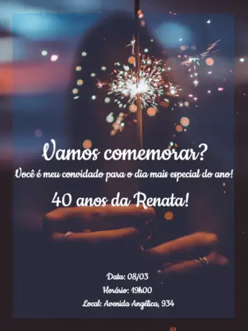 Convite Festa Anel para aniversário de qualquer idade – tema aniversário (dourado, brilhante, moderno, colorido, festivo)
