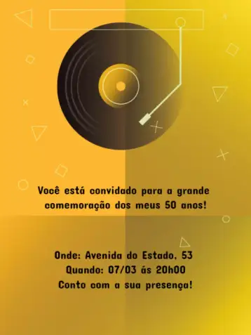 Convite Fiesta Retro Triángulo para cumpleaños de adulto con tema retro y divertido. – tema cumpleaños (geométrico, retro, vibrante, moderno, colorido, disco)