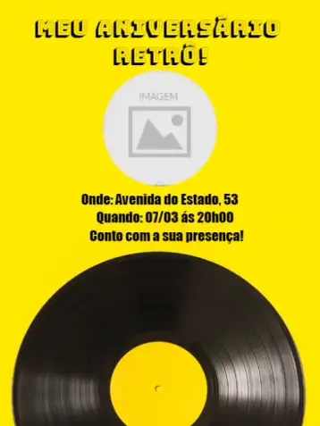 Convite This Adult Retro para adult birthday with a retro theme. – tema birthday (vintage, retro, discos, yellow and black, themed party, joyful celebration)