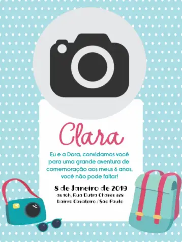 Convite Viaje Burbujas para cumpleaños infantil – tema cumpleaños infantil (azul, aventura, infantil, divertido, colorido, lúdico)