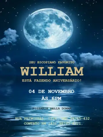Convite Signos Escorpião Para Editar Festa para aniversário infantil – tema aniversário infantil (místico, dourado, escuro, zodíaco, moderno, astral)