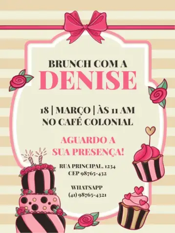 Convite Pastelería Candy Brunch Celebración para cumpleaños infantil – tema cumpleaños infantil (dulce, colorido, festivo, moderno, infantil)