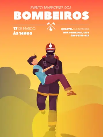 Convite Bombeiros Evento Jovem para aniversário infantil com temática de bombeiros. – tema aniversário infantil (vibrante, infantil, temático, colorido, divertido, moderno)
