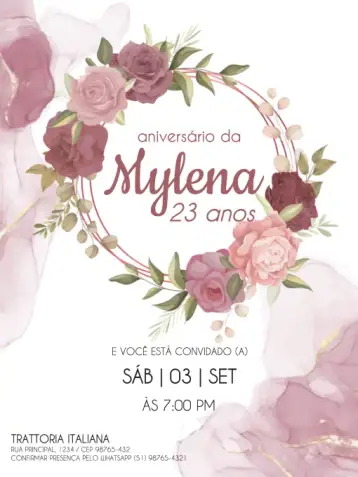 Convite Rose Gold Para Imprimir Delicado para aniversário infantil. – tema aniversário infantil (floral, delicado, rose gold, elegante, minimalista, modern)