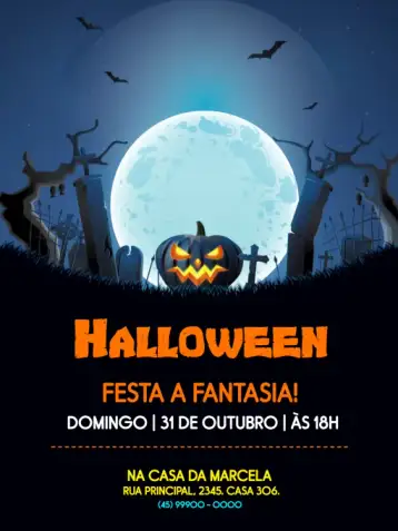 Convite Halloween Día De Las Brujas para cumpleaños infantil con temática halloween. – tema cumpleaños infantil (oscuro, de fantasía, lúdico, temático, colorido, divertido)
