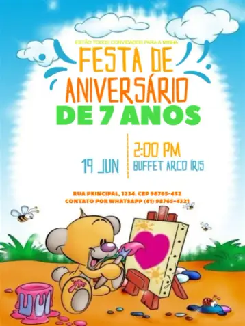 Convite Cachorinho Pintando Para Editar Comemoração para aniversário de 15 anos com tema divertido e alegre. – tema 15 anos (lúdico, colorido, marinho, divertido, infantil, moderno)