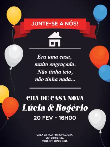 Convite Chá De Casa Nova Engraçado Comemoração para ideal para celebrar um chá de fraldas de maneira leve e divertida. – tema chá de fraldas (engraçado, moderno, colorido, divertido, casual, festivo)
