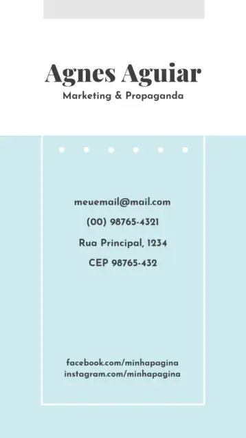 Convite Cartão De Visita Digital - Marketing E Propaganda Claro para ideal para profissionais de marketing e propaganda. – tema cartão (claro, azul, branco, delicado, moderno, feminino)