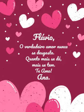 Convite Cartão Com Mensagem De Amor Rosa Frase para ocasiões românticas como aniversários e declarações de amor. – tema cartão (rosa, romântico, moderno, minimalista, coração)