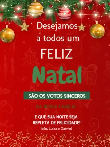 Convite Cartão De Natal Bolas E Luzes Papai Noel para festas de natal e celebrações de fim de ano. – tema cartão (verde, festivo, colorido, moderno, alegre, brilhante)