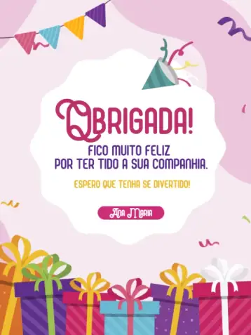 Convite Thank You Card Kids Pink Meeting Presence para children's birthday and special celebrations. – tema card (pink, playful, festive, colorful, childlike, cheerful)