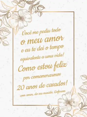 Convite Cartão De Comemoração Bodas Claro Casal para aniversário de casamento. – tema cartão (floral, dourado, claro, elegante, romântico, moderno)