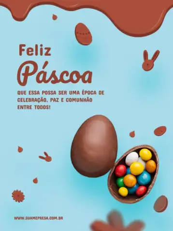 Convite Happy Easter Holiday Card para ideal for easter celebrations and parties. – tema card (fun, colorful, modern, rabbit illustrations, chocolate elements, cheerful design)