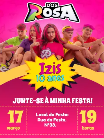 Convite Emilly Vicky Yellow para kids' birthday – tema kids' birthday party (yellow, funny, colorful, kids, modern, themed)