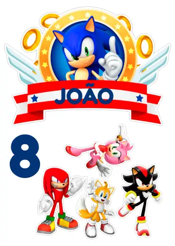 Convite Topo De Bolo Sonic Imprimir para aniversário infantil com tema sonic. – tema topo de bolo (azul, divertido, jogos, moderno, infantil, aventura)