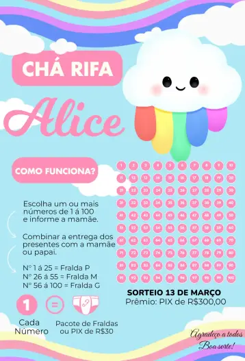 Invitación Lluvia de Amor Nubecita editable y personalizable