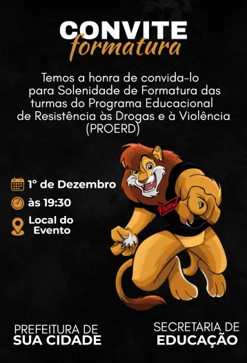 Invitación Graduación Proerd Oscuro editable y personalizable