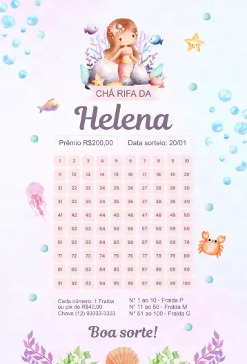 Invitación Sirena Rosa y Lila editable y personalizable