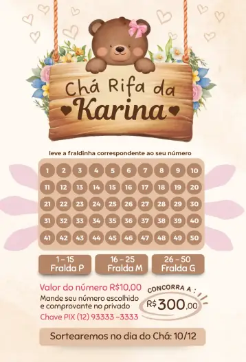 Invitación Oso delicado editable y personalizable