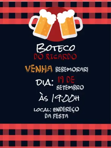 Convite Boteco Buteco editável e personalizável