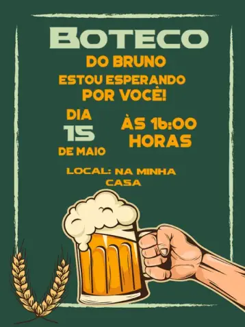 Convite Boteco Whatsapp editável e personalizável