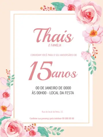 Invite 15 Years Floral editable and customizable