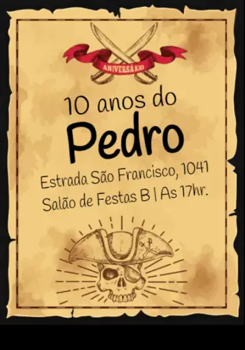 Invite Pirate Map Party editable and customizable