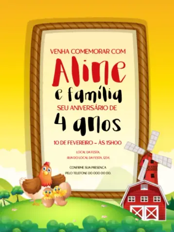 Invite Fazendinha Minne editable and customizable