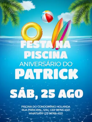 Invitación Pool Party Playa Femenino editable y personalizable