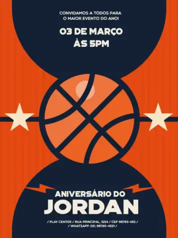 Invite Blue Basketball Party editable and customizable