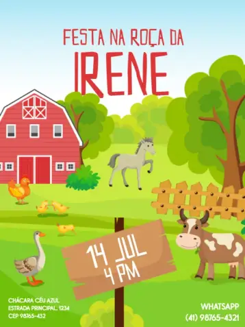 Invite Fazendinha Lúdico Vaca editable and customizable