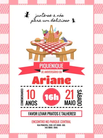 Invitación Picnic Rojo editable y personalizable