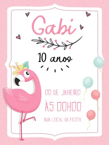Invitación Flamingo Rosa editable y personalizable