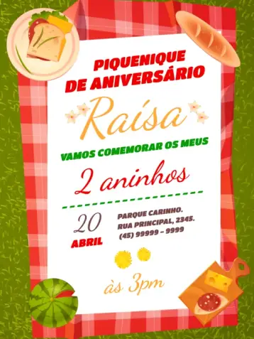 Invitación Picnic Divertido editable y personalizable